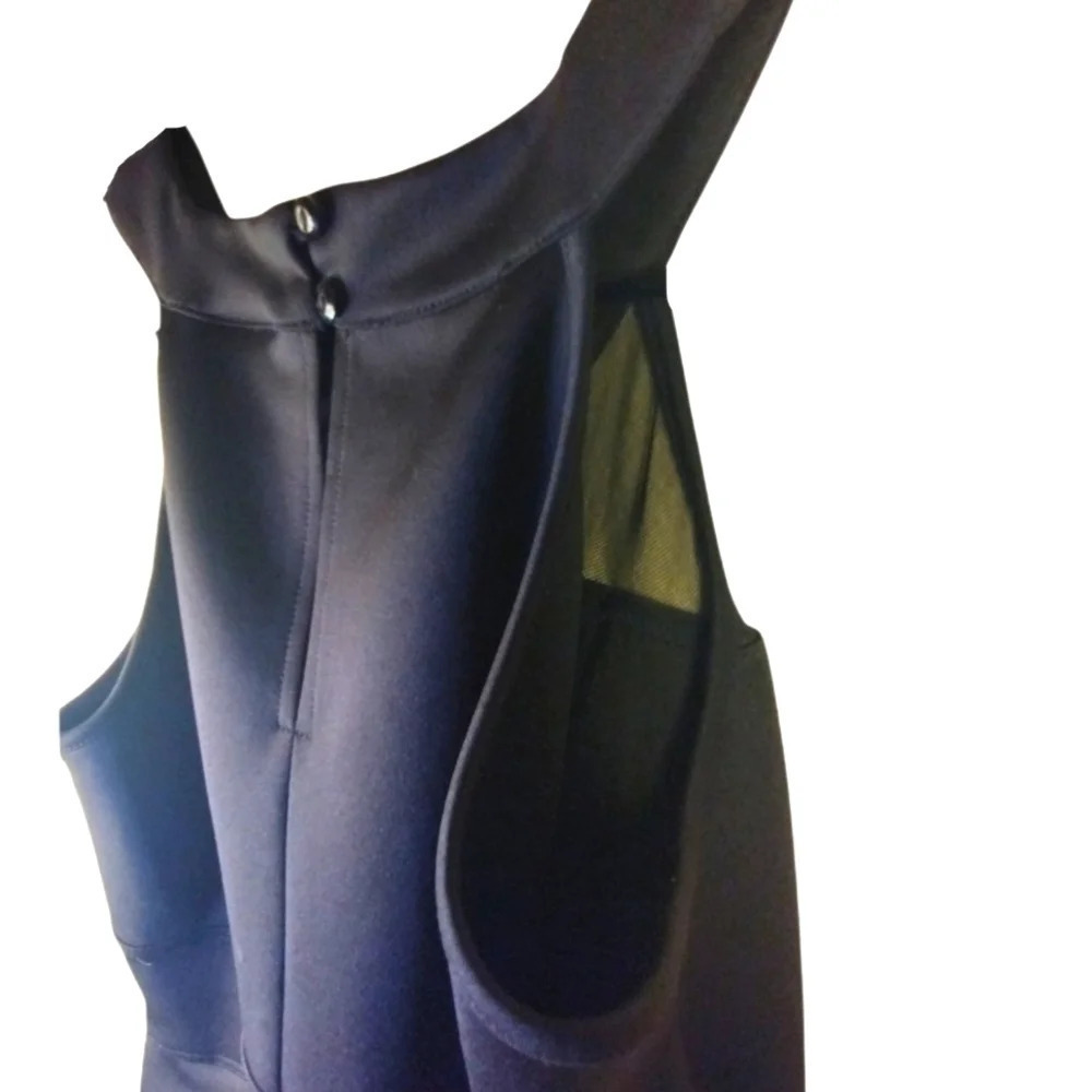 Sweet Storm black pleated sleeveless sheer at bust mini dress. Size M. C…​​​​​